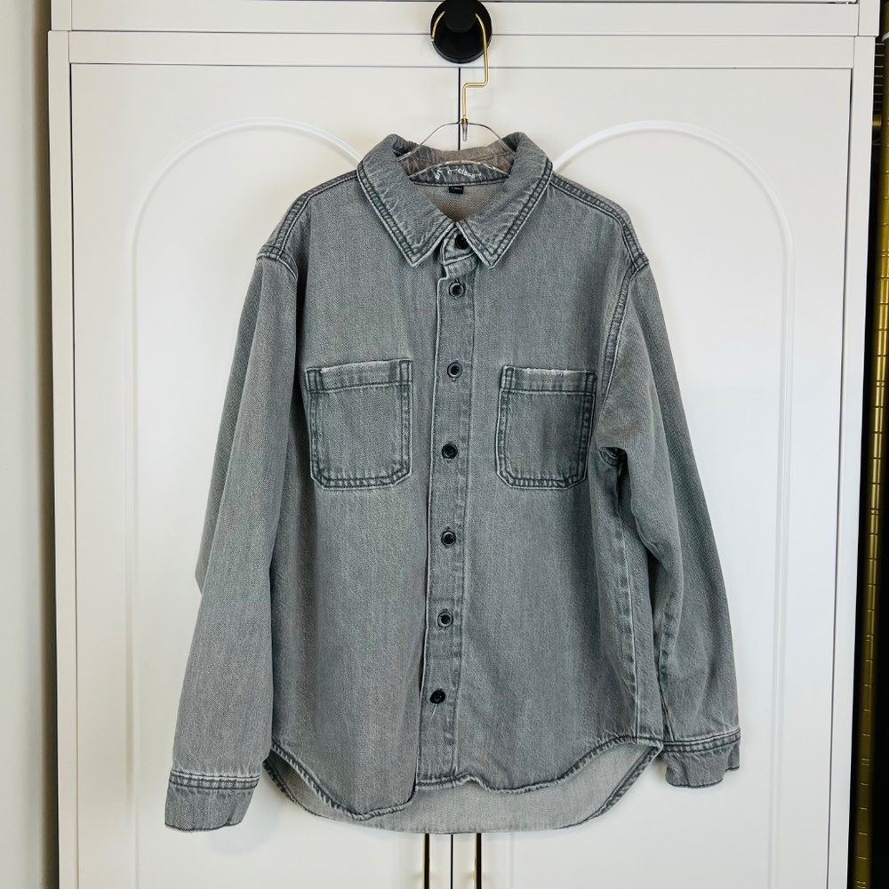 Art Class : Boy's Gray Denim Button Down Top